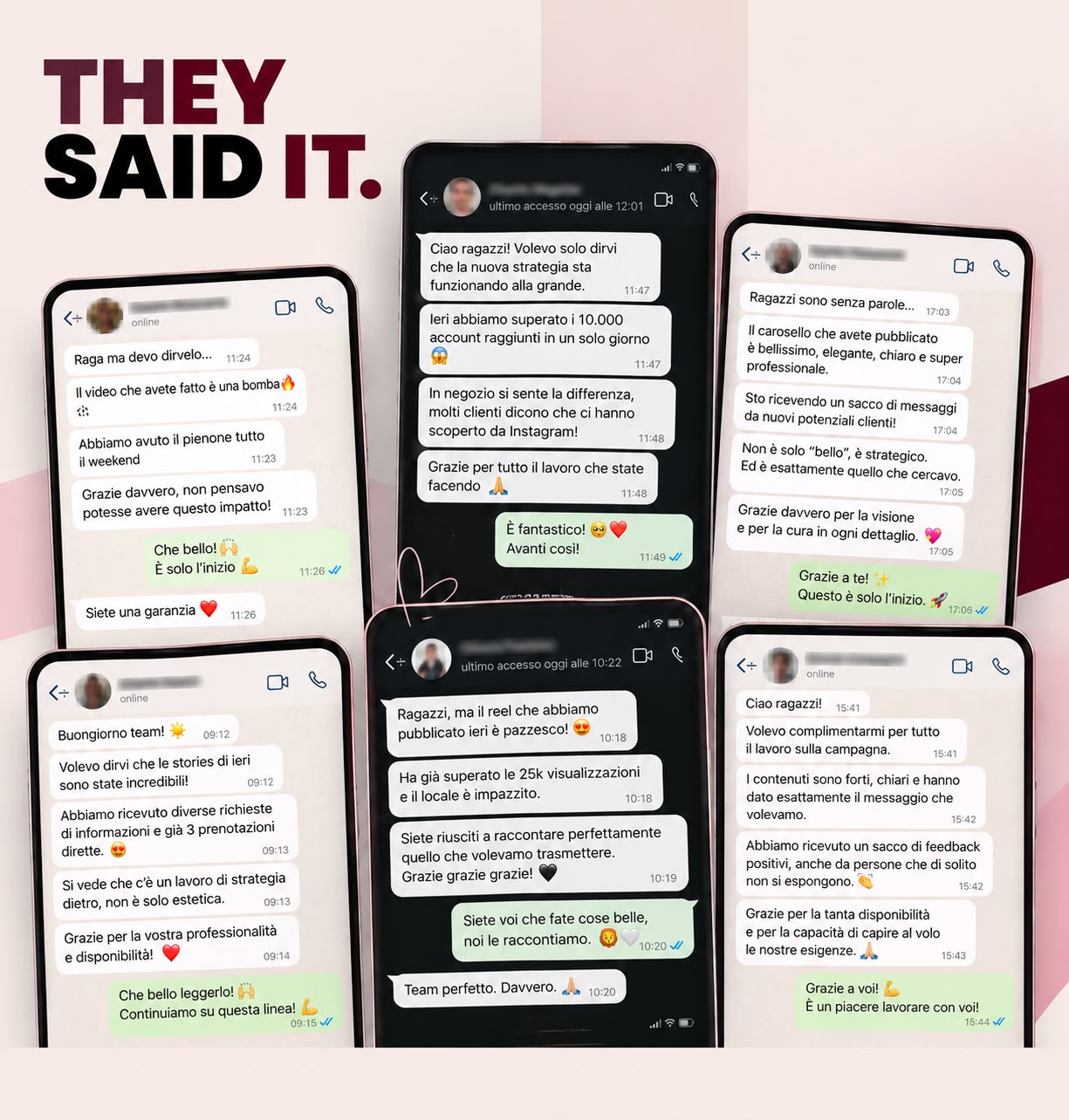 Messaggi WhatsApp reali dei clienti di Lion Social Club